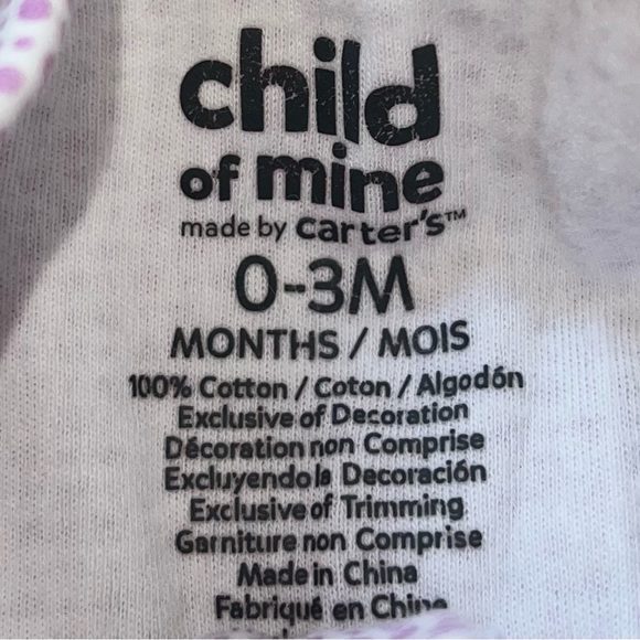 Carter’s Baby Girl’s Sleeper Footie Pajamas Size 0-3 Months - Picture 3 of 3